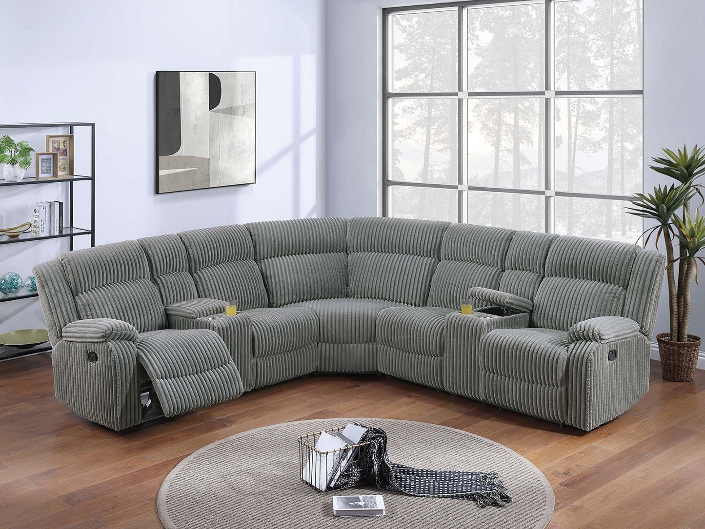 Poundex F8127 Smoke 3 Pc Motion Sectional