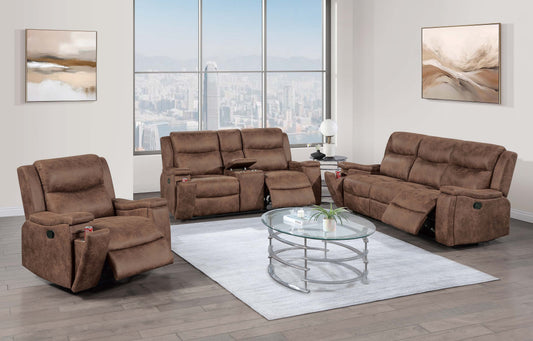 Poundex F8153 Walnut Motion Sofa & Love
