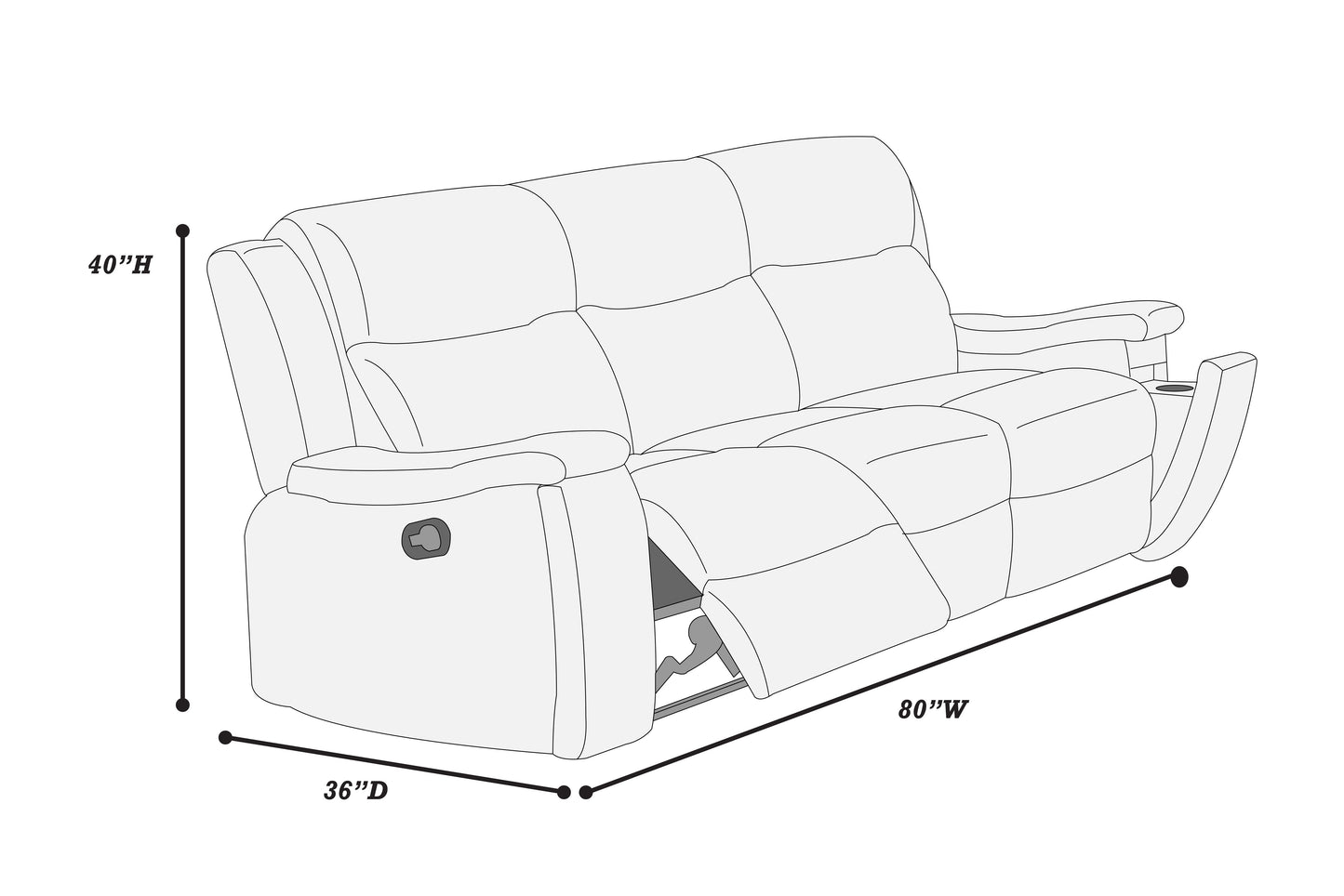 Poundex F8153 Walnut Motion Sofa & Love