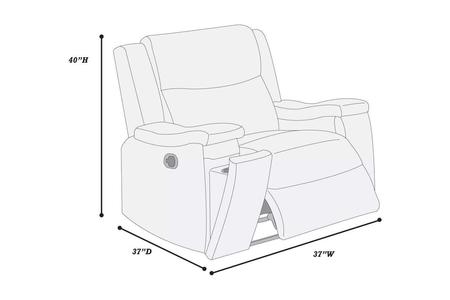 F8154 Walnut Leather Like Recliner