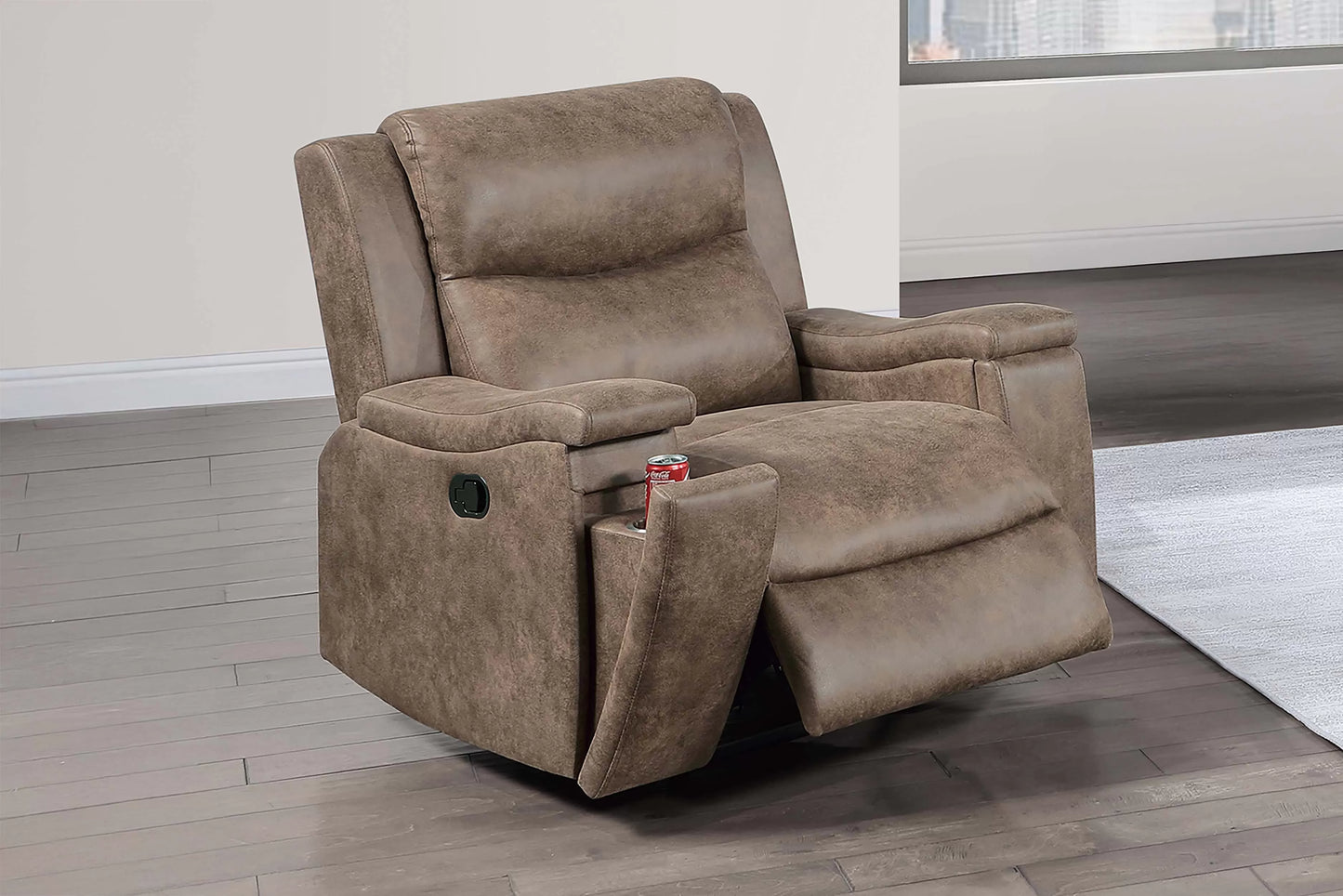F8154 Walnut Leather Like Recliner