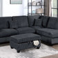 F8300 Corduroy 3 Pc Sectional Black