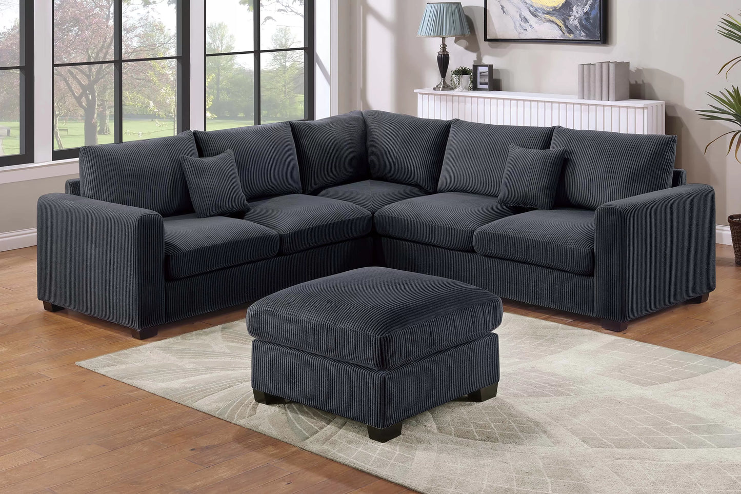 Poundex F8302 Corduroy 4 Pc Sectional