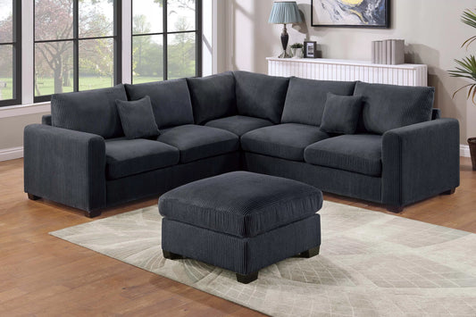 Poundex F8302 Corduroy 4 Pc Sectional