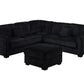 Poundex F8353 Black Jumbo Corduroy Sectional