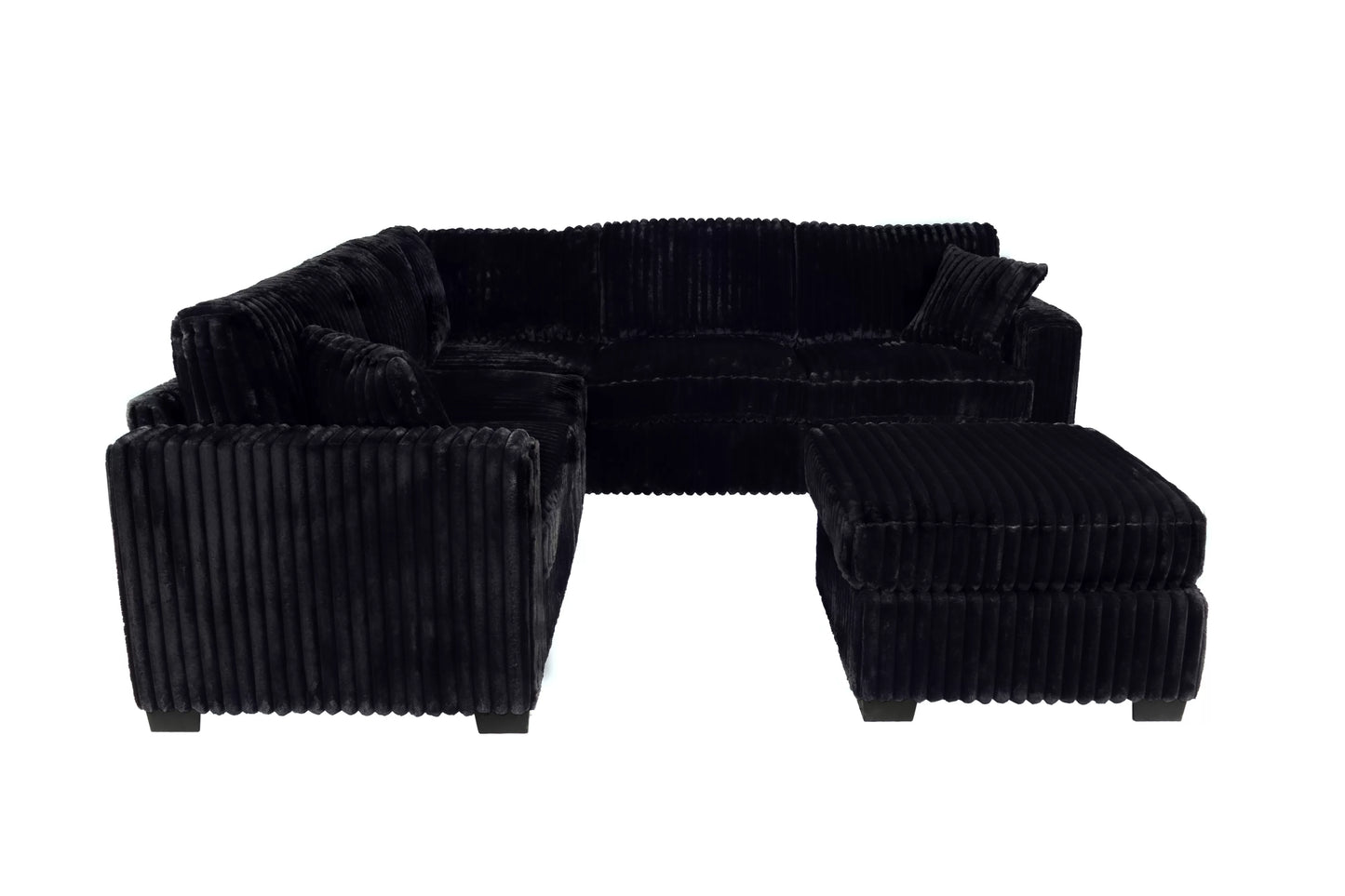 Poundex F8353 Black Jumbo Corduroy Sectional