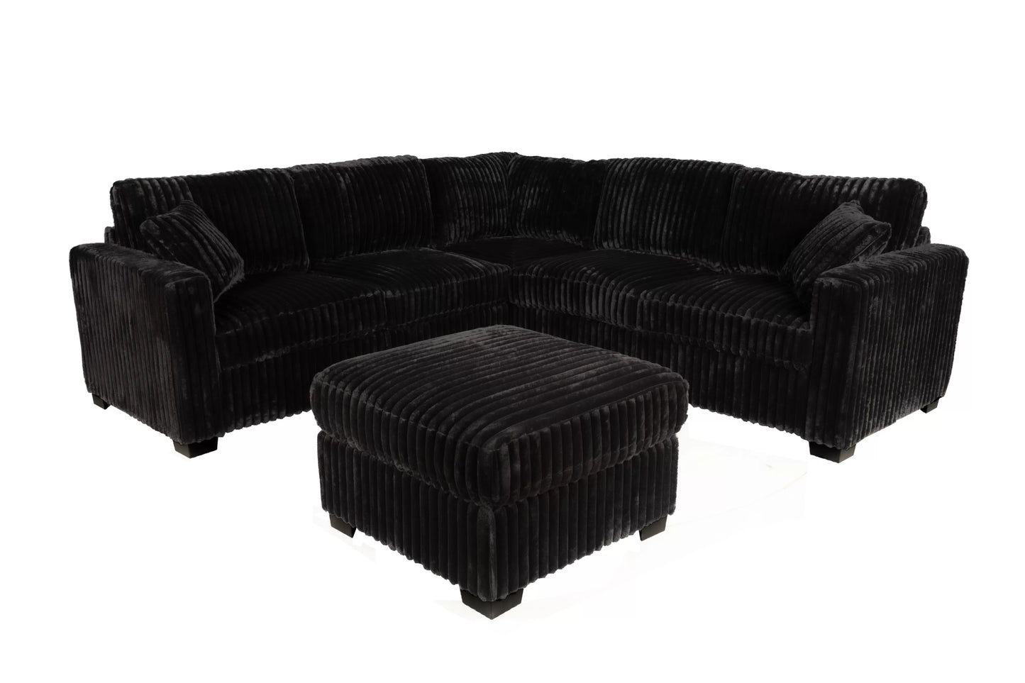 Poundex F8353 Black Jumbo Corduroy Sectional