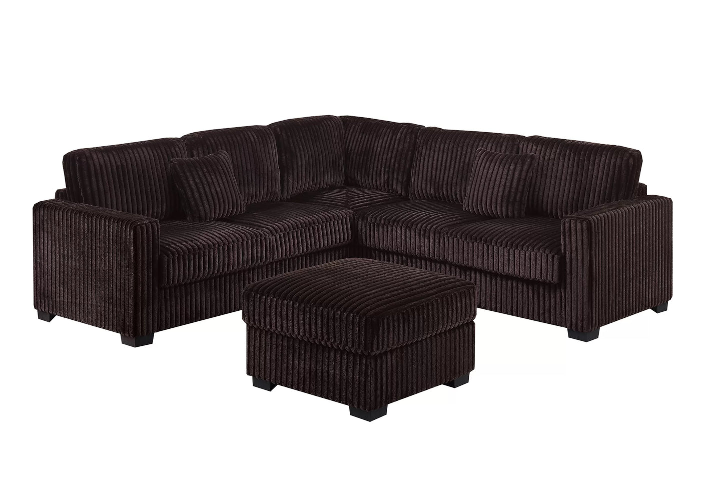 Poundex F8354 Coffee Jumbo Corduroy Sectional
