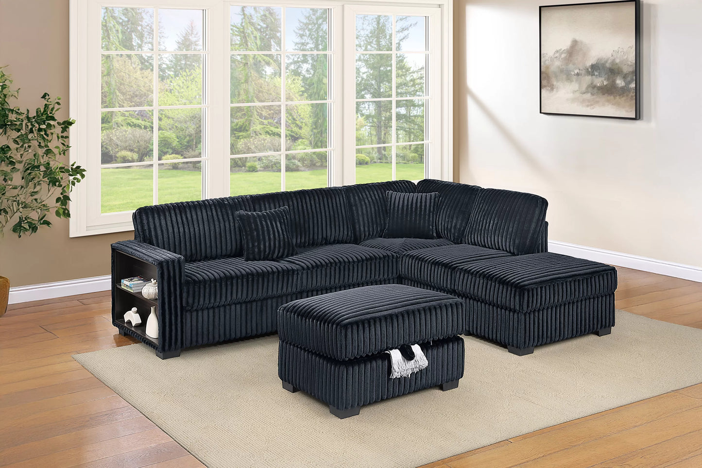 F8377 Reversible 3 Pc Sectional Storage Ottoman