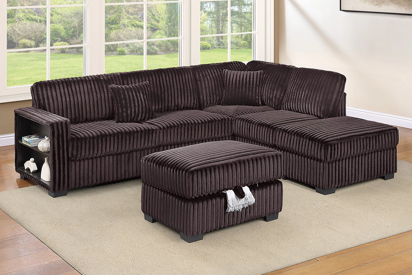 F8377 Reversible 3 Pc Sectional Storage Ottoman