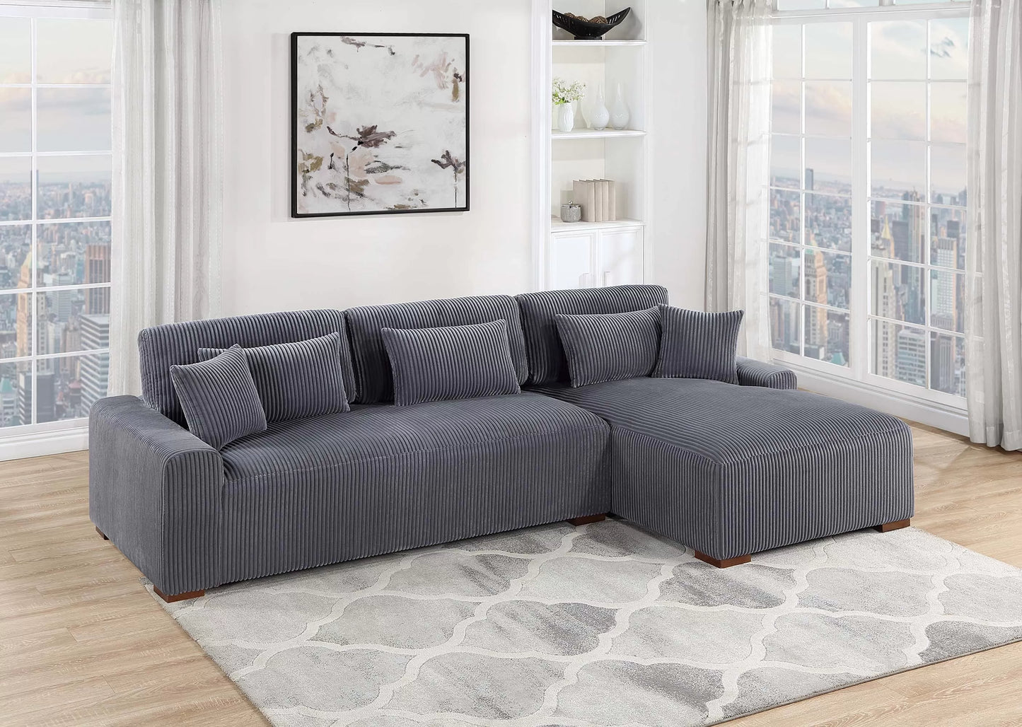 F8455 Corduroy Sectional by Poundex