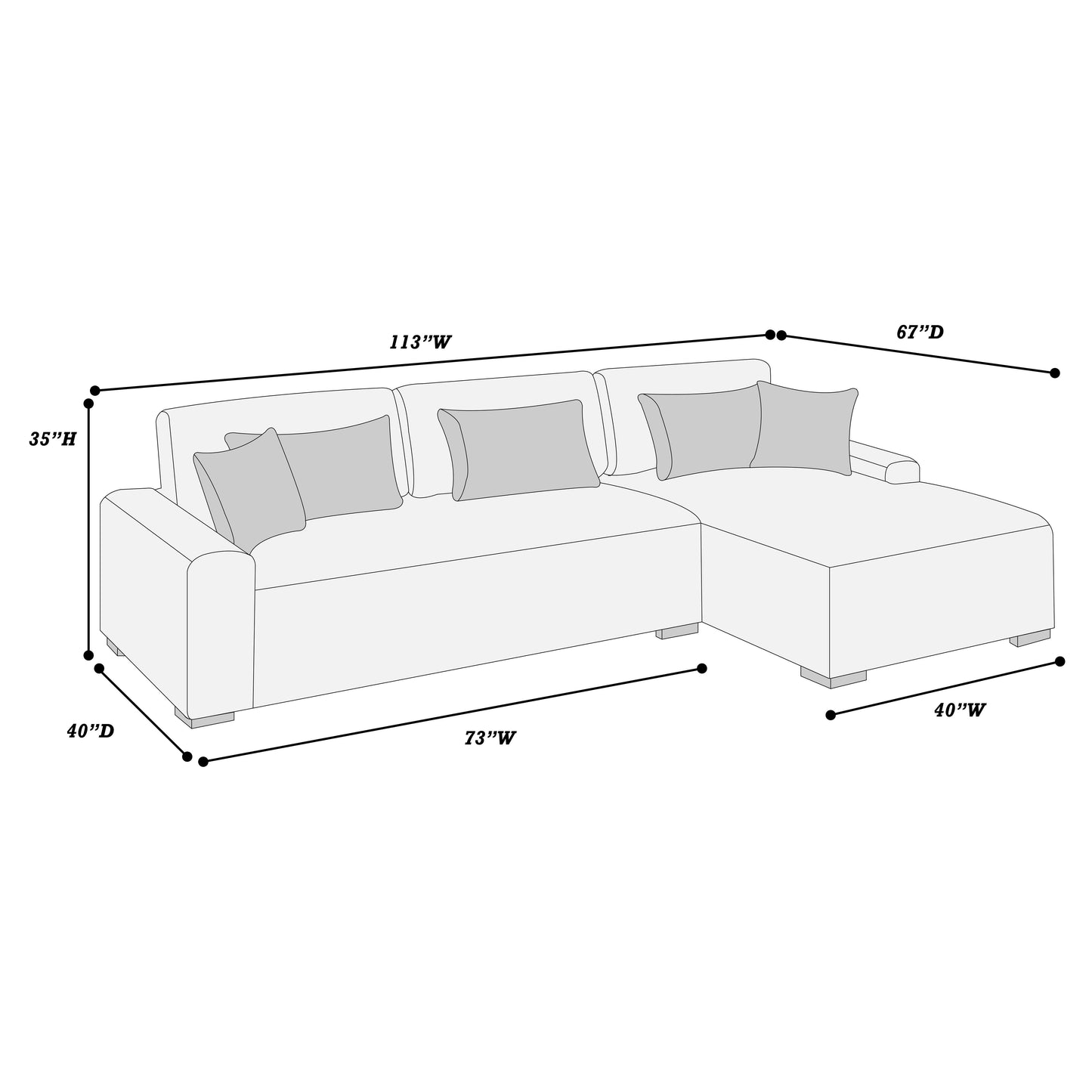 F8456 Corduroy Sectional by Poundex