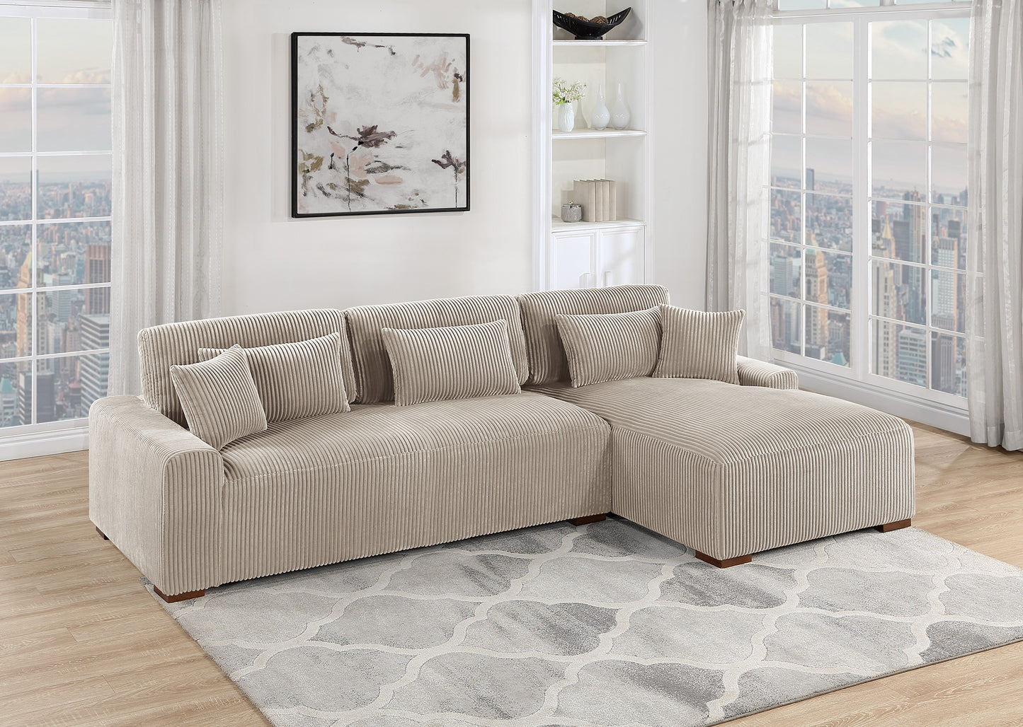 F8456 Corduroy Sectional by Poundex
