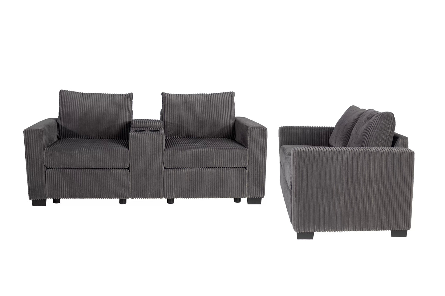 Poundex F8459 Corduroy 2 Pc Sofa Set