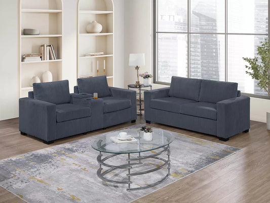 Poundex F8459 Corduroy 2 Pc Sofa Set