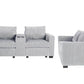 Poundex F8460 Light Gray Sofa Set