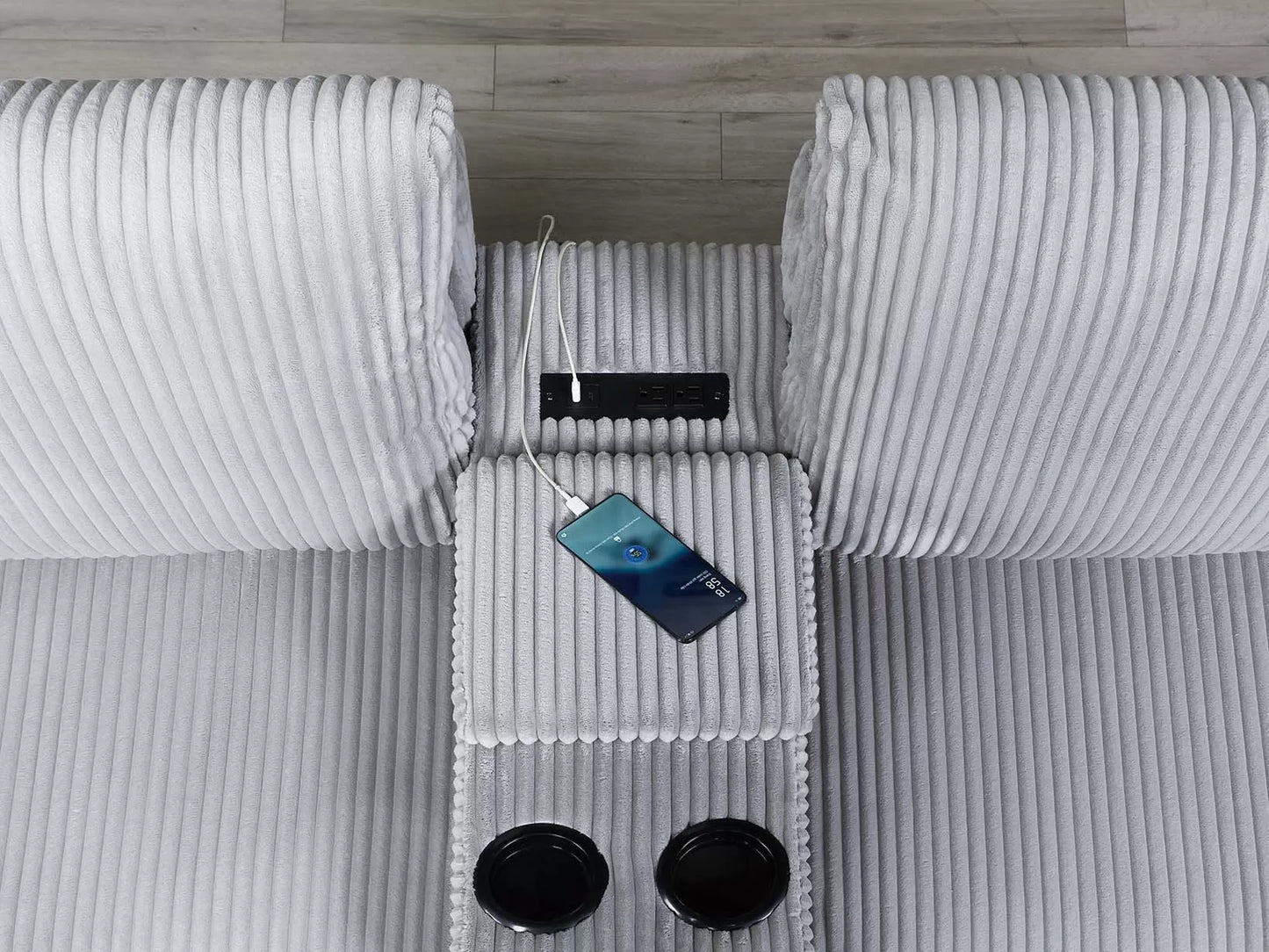 Poundex F8460 Light Gray Sofa Set