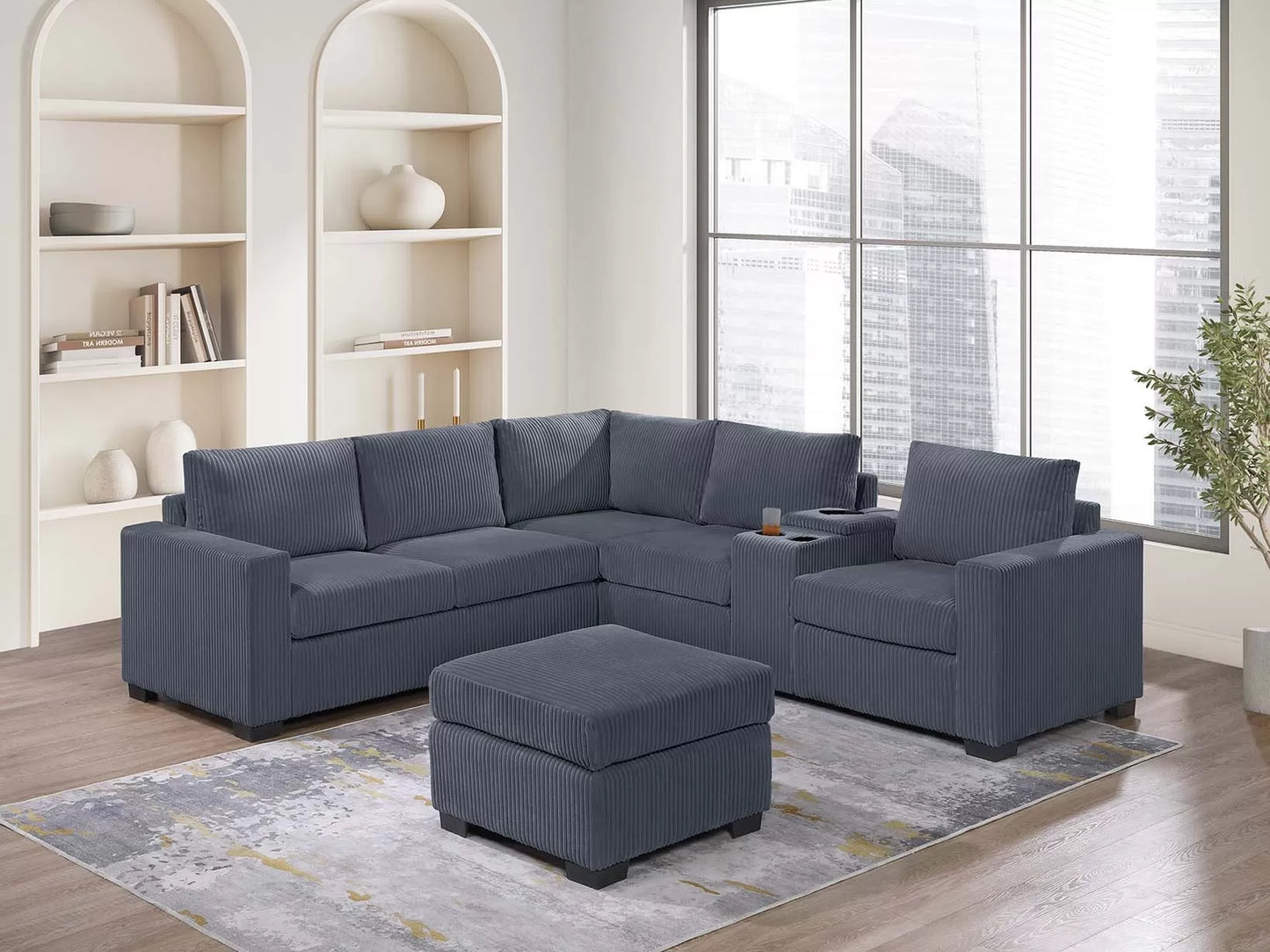 F8457 Reversible 4 Pc Sectional w/Ottoman