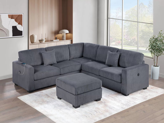 F8489 Corduroy 4 Pc Sectional - 4 Colors
