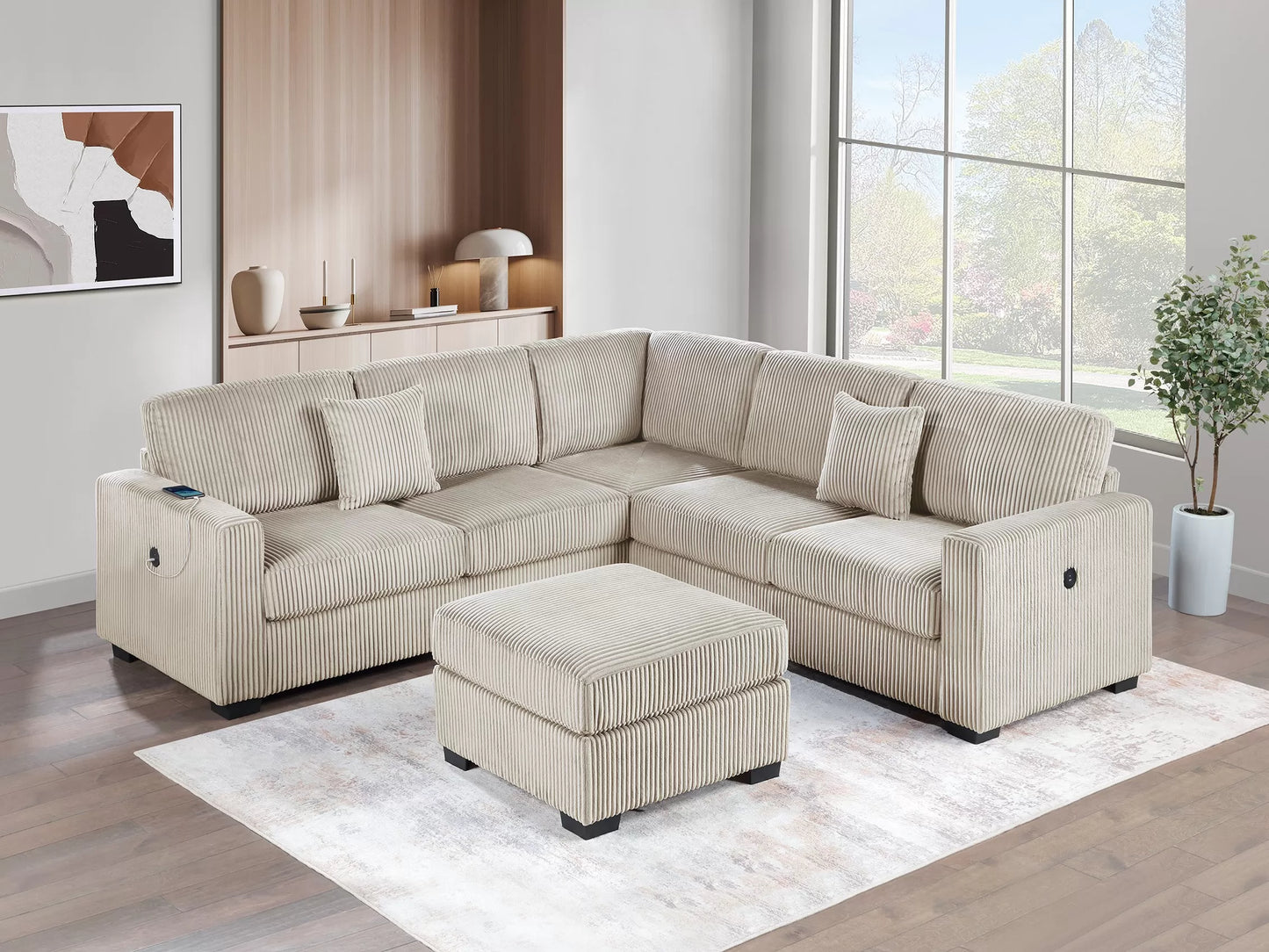 F8489 Corduroy 4 Pc Sectional - 4 Colors