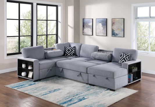 F8561 Boucle 4 Pc Convertible Sectional