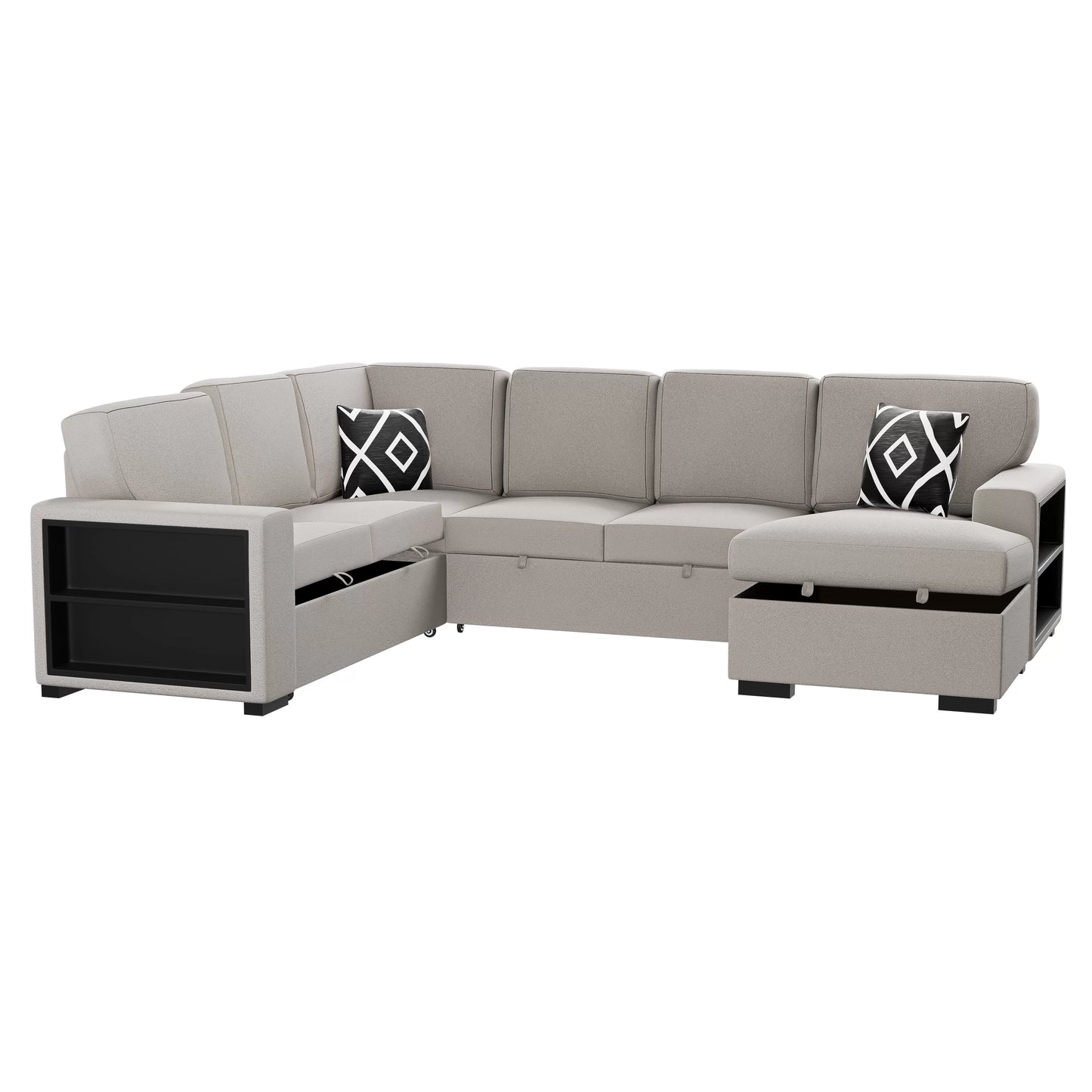 F8562 Boucle 4 Pc Beige Sectional