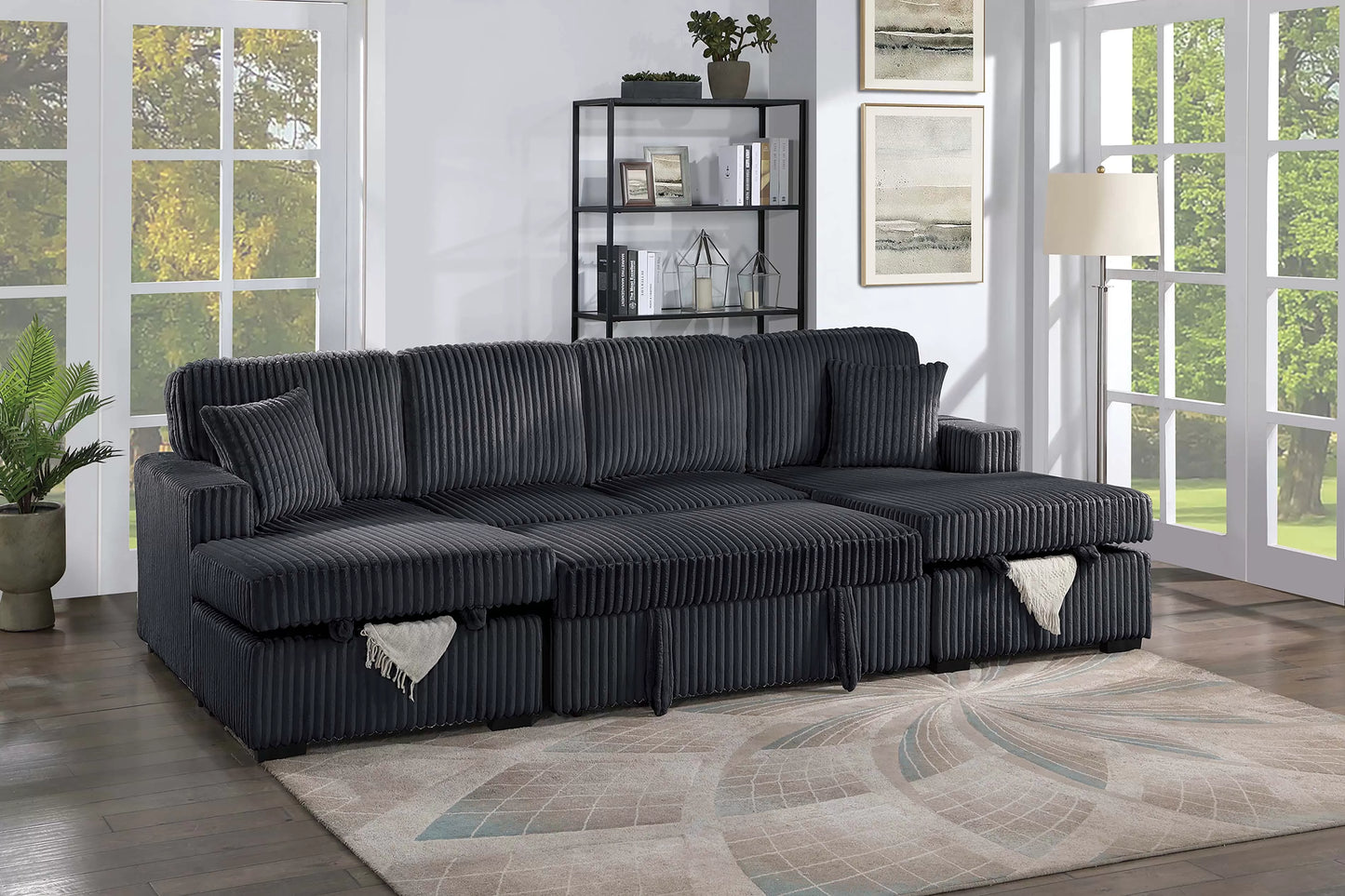 F8578 3 Pc Convertible Sectional - 4 Colors