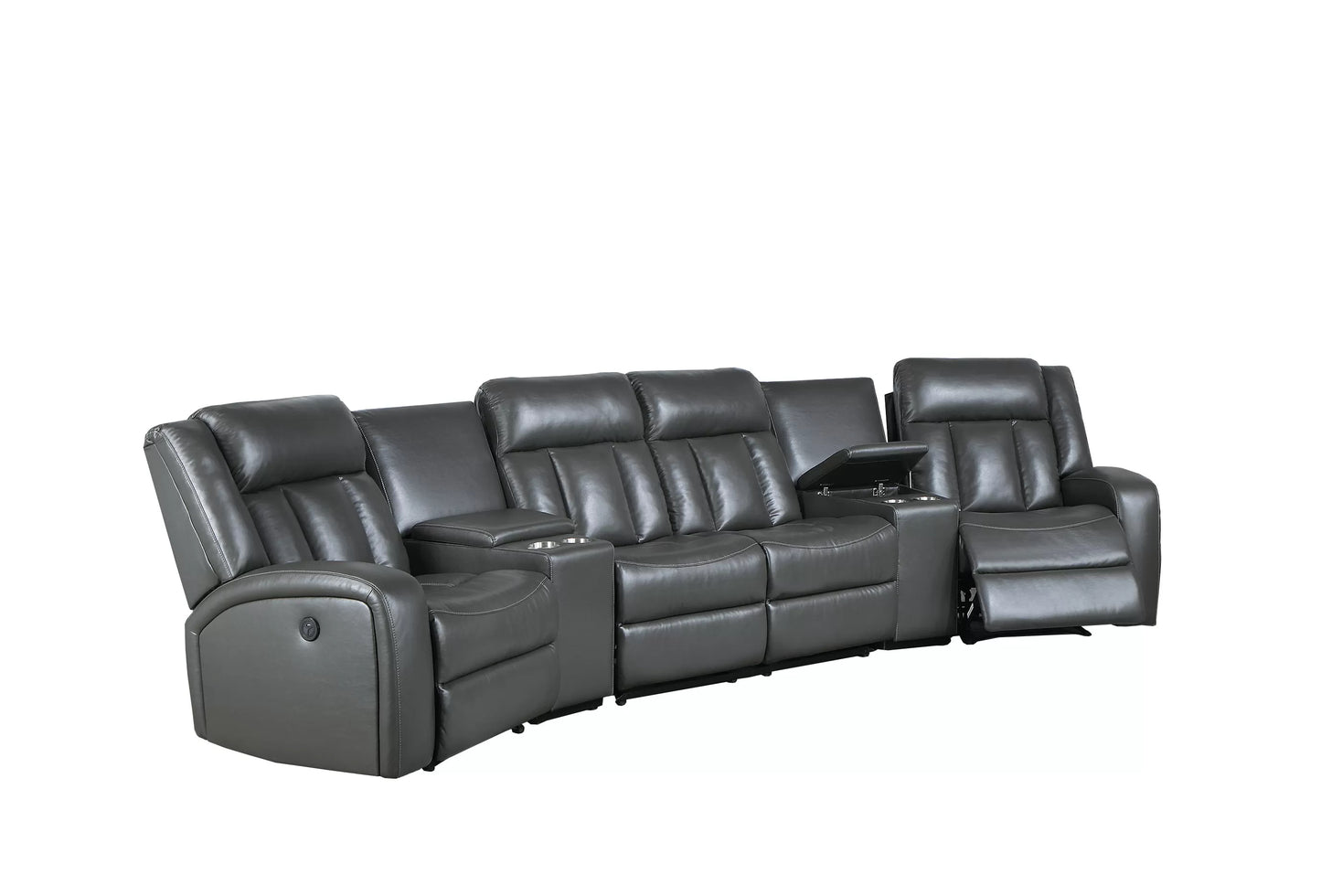 F86629 Power Reclining 5 Pc Gray Sectional