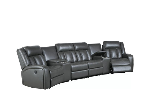 F86629 Power Reclining 5 Pc Gray Sectional