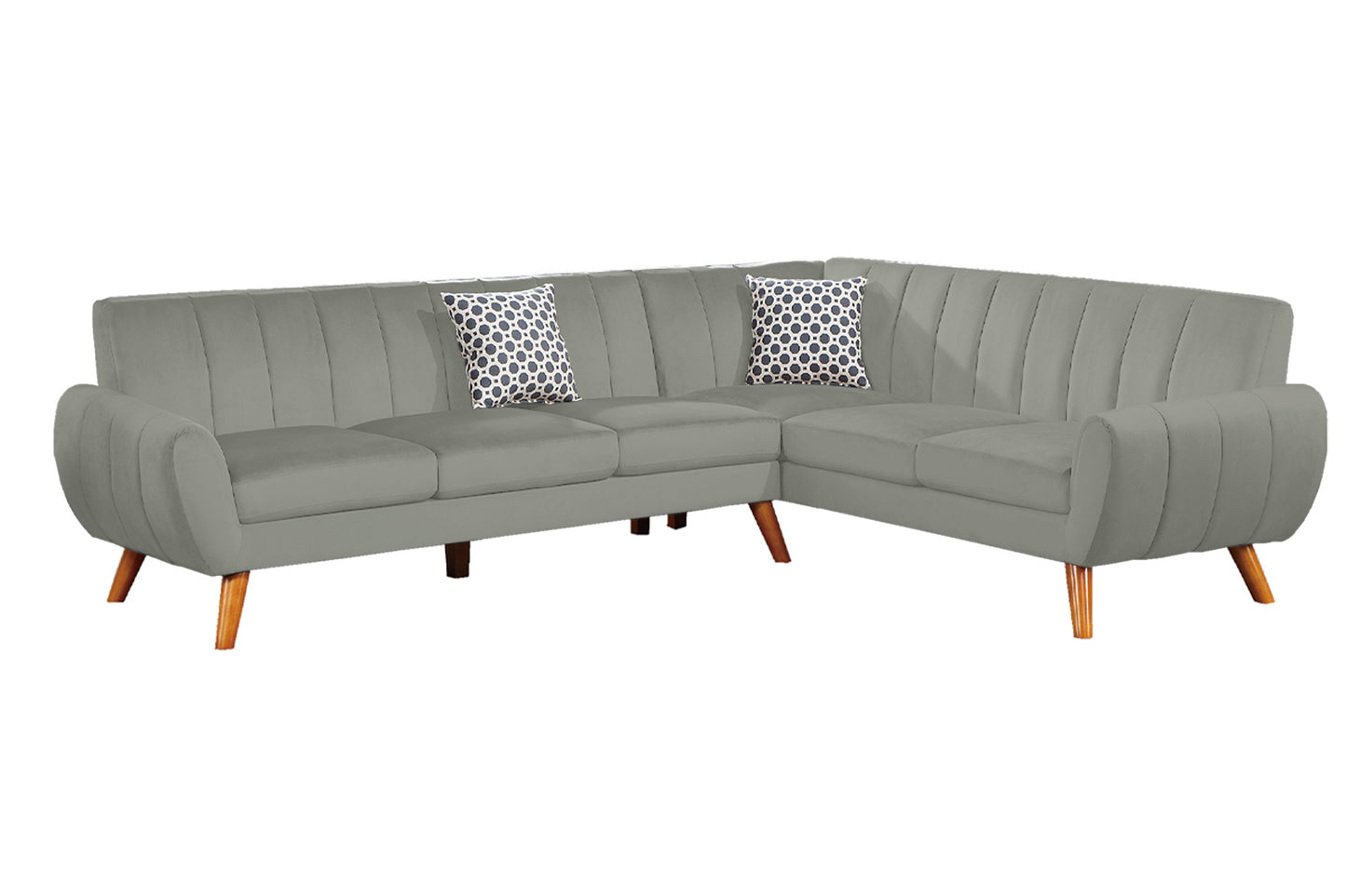 Monty F8872 Velvet Upholstered Sectional - 3 Colors