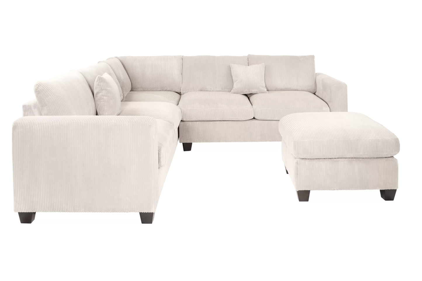 F8891 Poundex 4 Pc Sectional Ivory Corduroy
