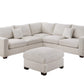 F8891 Poundex 4 Pc Sectional Ivory Corduroy