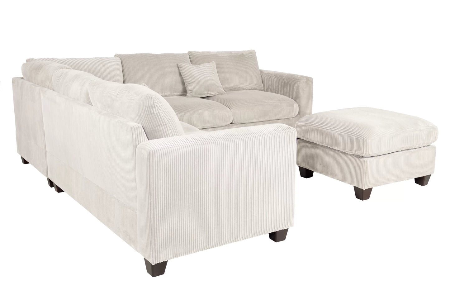 F8891 Poundex 4 Pc Sectional Ivory Corduroy