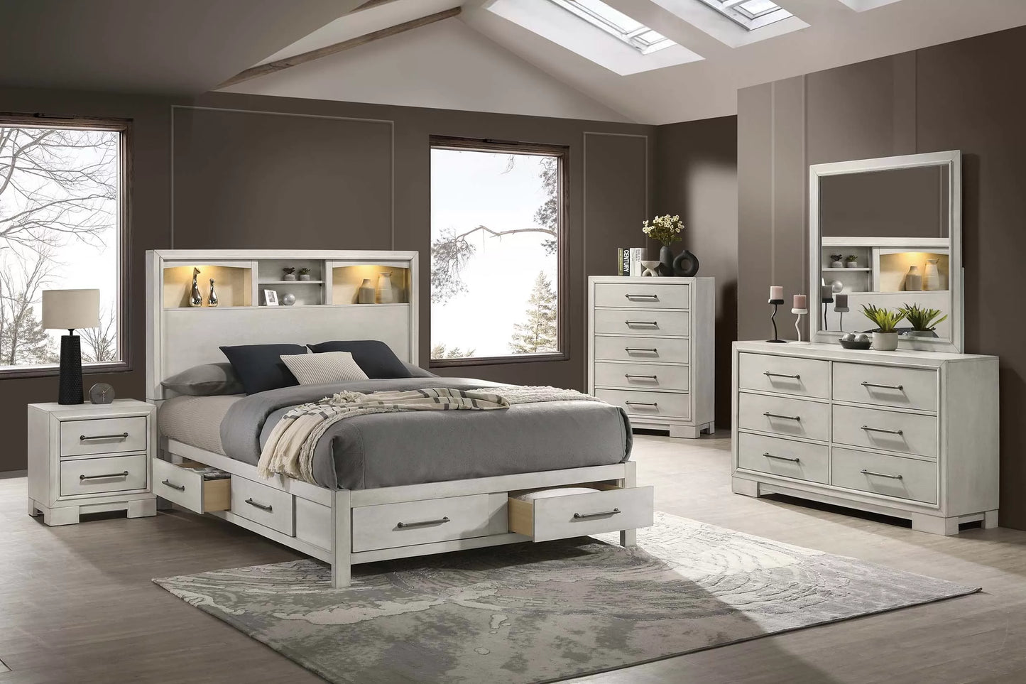 F9674 Platform Bed Set w/ Built-In LED Lights