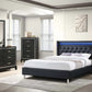 F9461 Black Faux Leather Queen 4 Pc Bedroom Set