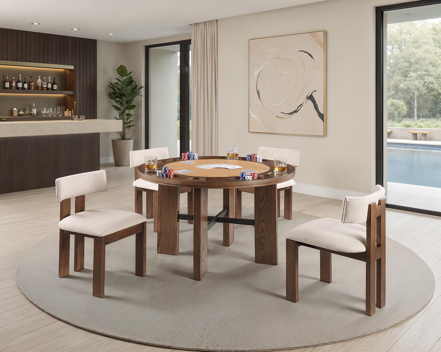 Gaetani Brown 5 Pc Game Table Set