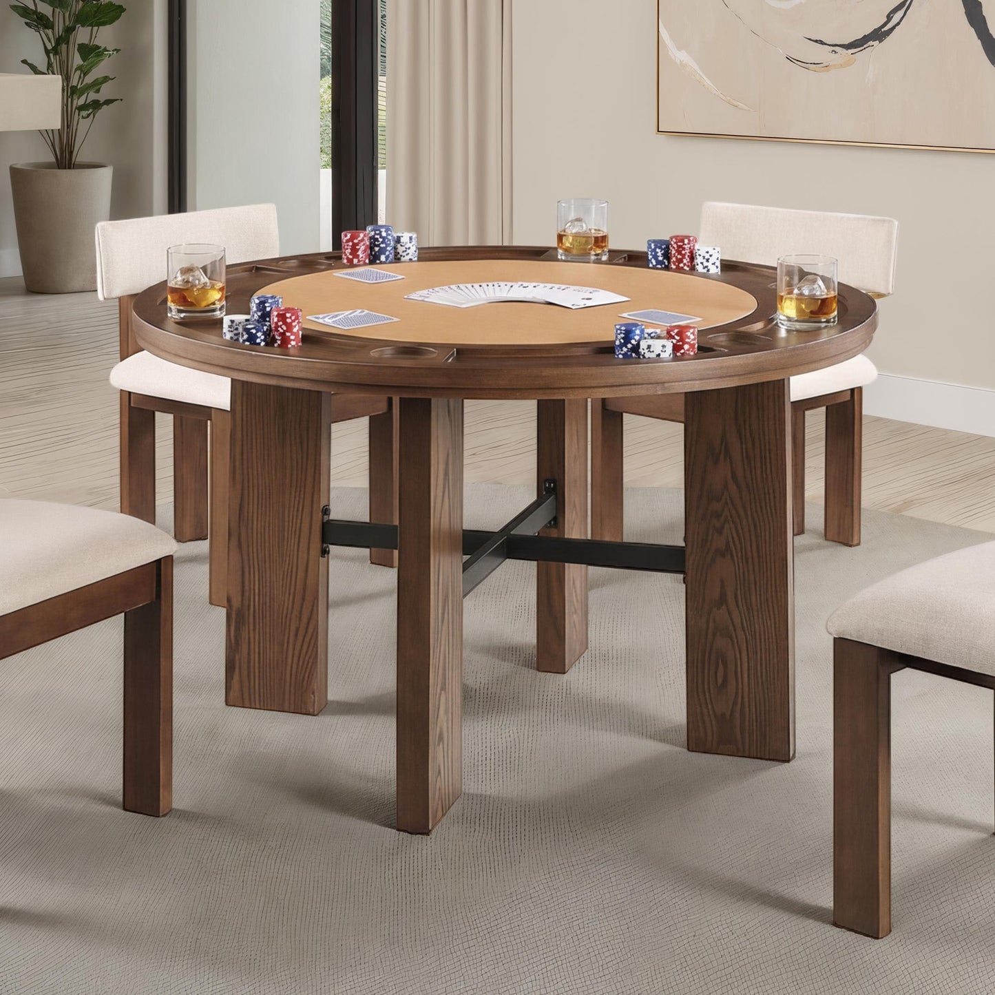 Gaetani Brown 5 Pc Game Table Set