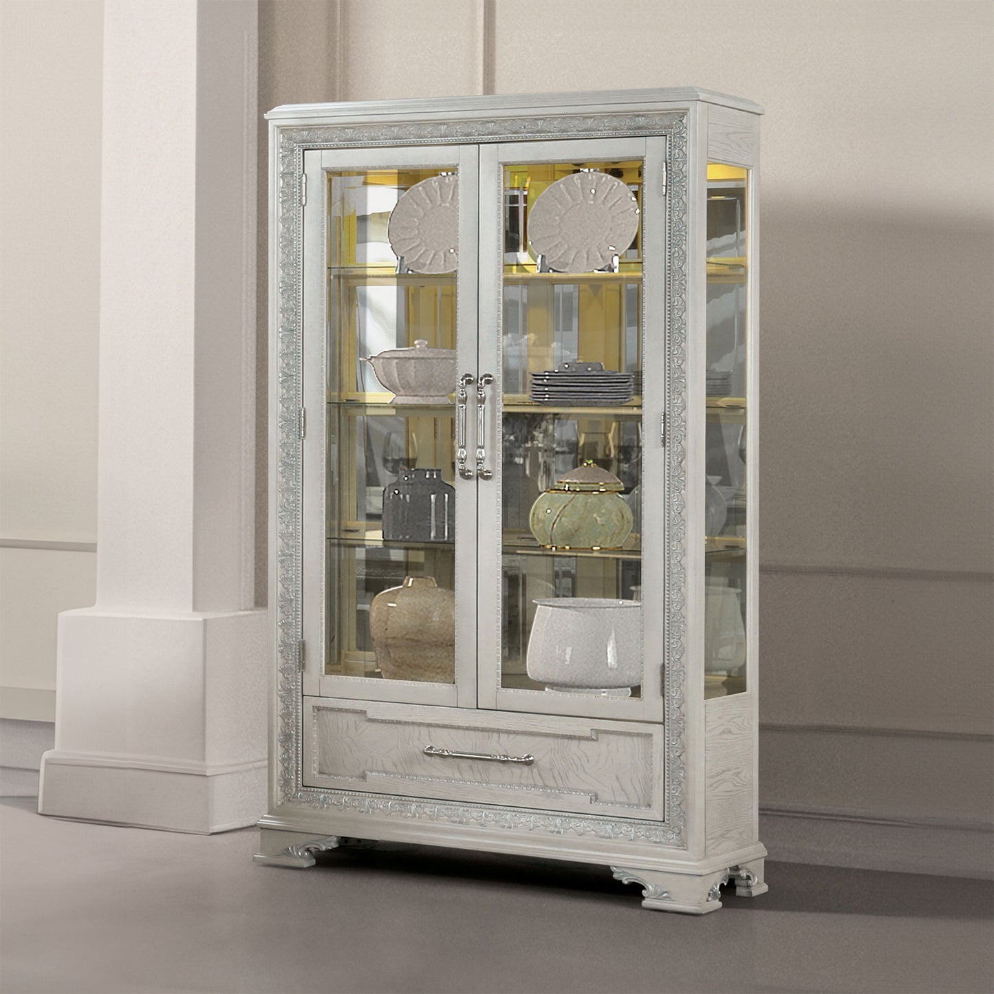 Stella Mia Ivory Curio Cabinet FM31000WH-CR
