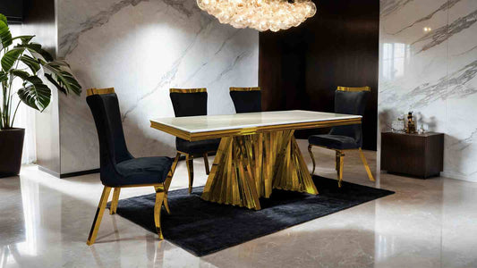 Basilicata Sintered Stone Stainless Steel Dining Set