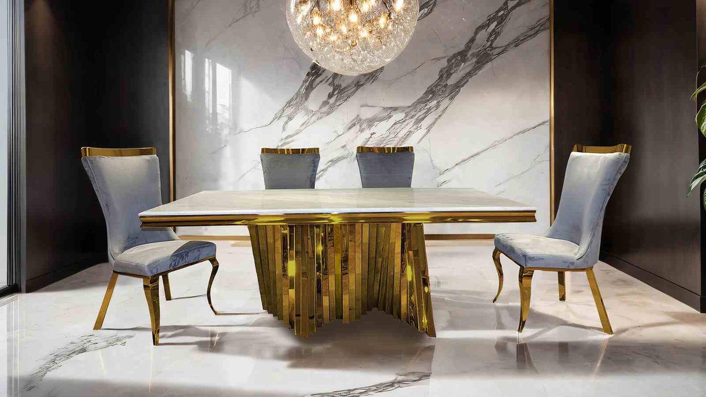 Basilicata Sintered Stone Stainless Steel Dining Set