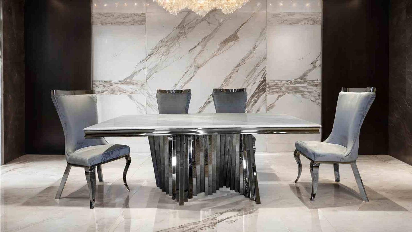 Basilicata 7 Pc Glam Dining Set Chrome Base