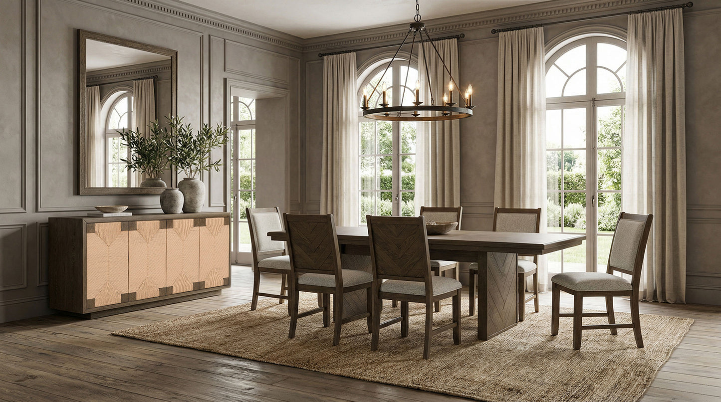 Casoria Dark Walnut 7 Pc Expandable Dining Set