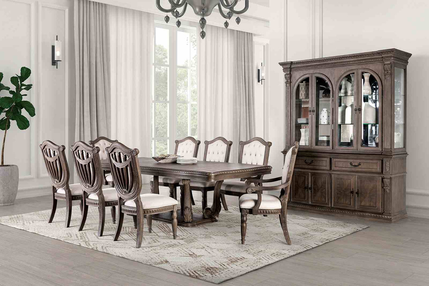 Seven Oaks Weatered Oak Dining Set w/2 Extensions