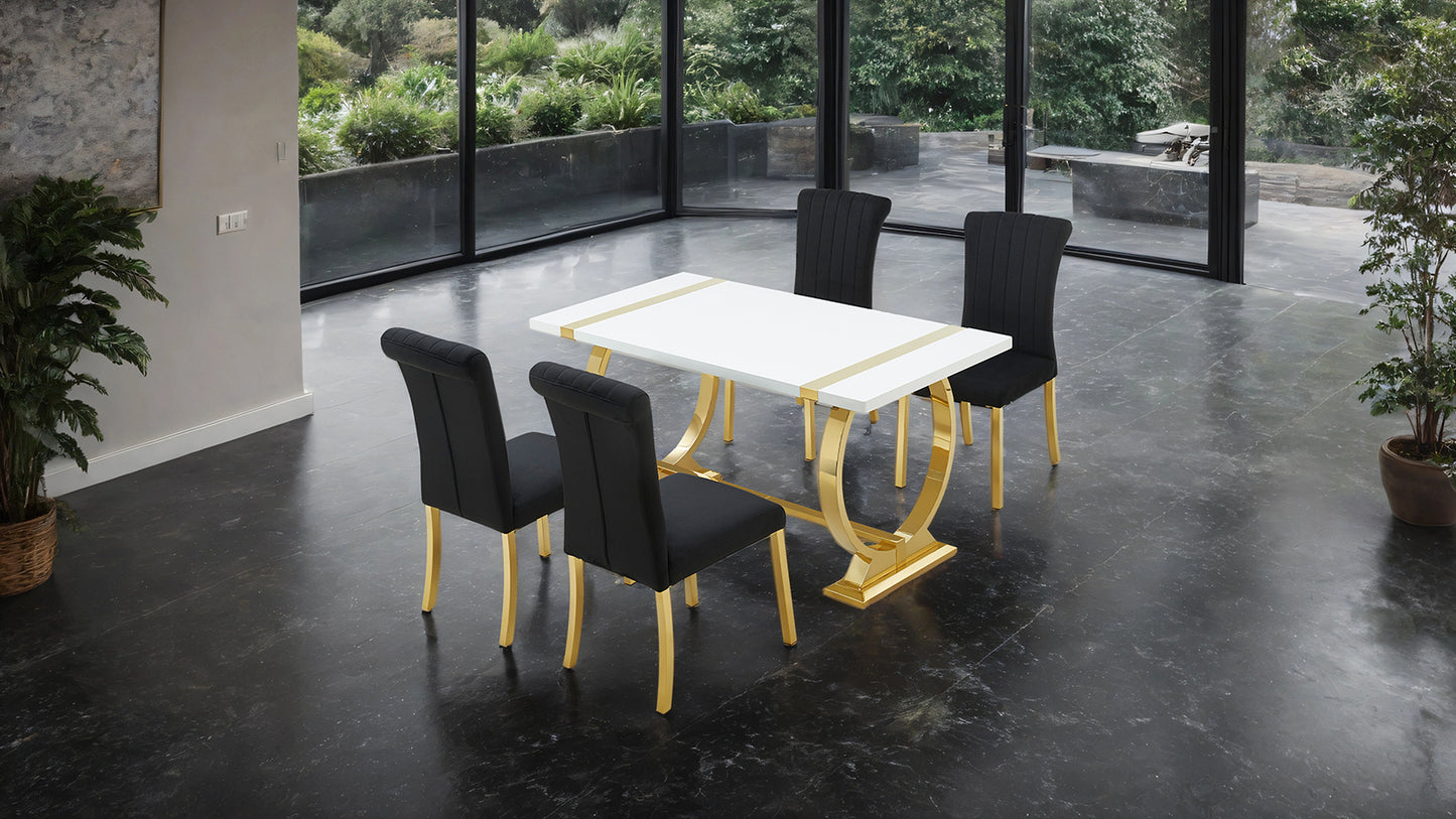 Holstebro White Gold Black 5 Pc Dining Set