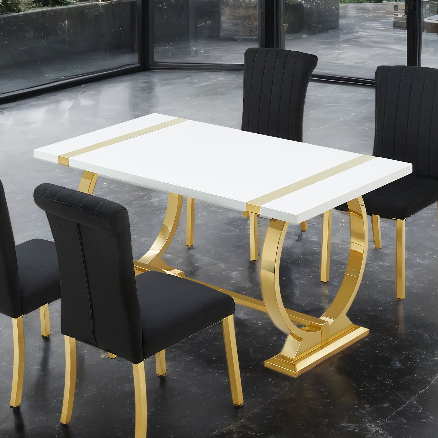 Holstebro White Gold Black 5 Pc Dining Set