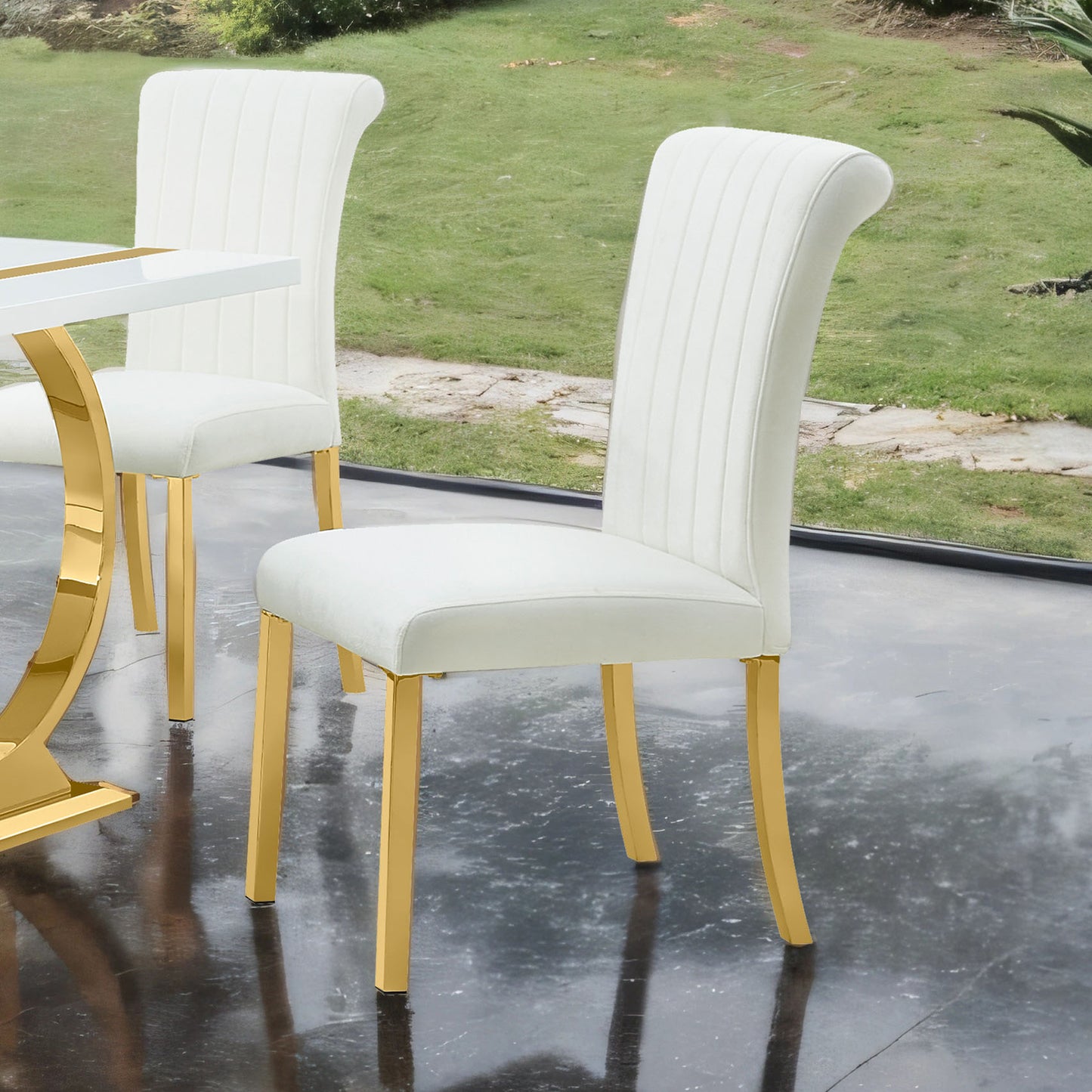 Holstebro 5 Pc Gold White Dining Set