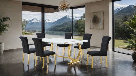 Halbaek Gold Black 7 Pc Dining Set