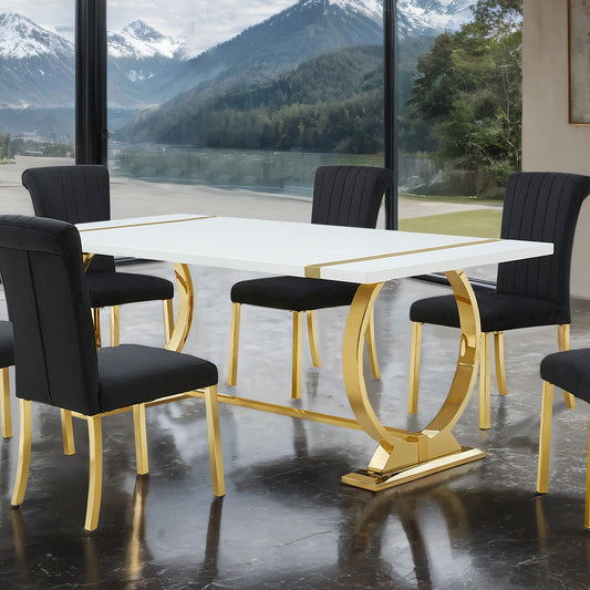 Halbaek Gold Black 7 Pc Dining Set
