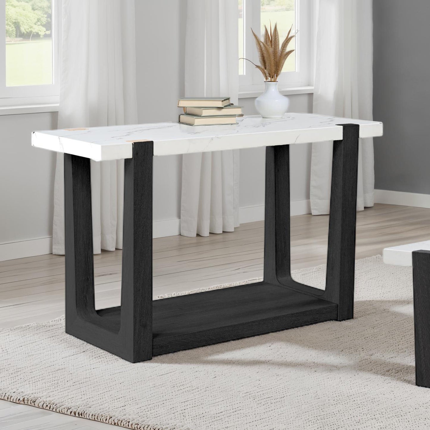 Sundbry Faux Marble Console Table FM44010BK-S