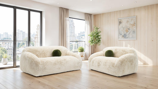 Darwen 2 Pc Faux Fur Sofa Set - 4 Colors